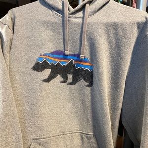 Patagonia Fitz Roy bear uprisal mens grey hoodie large